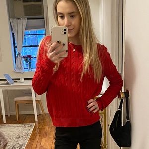 brandy melville cable knit red sweater, perfect for spring!